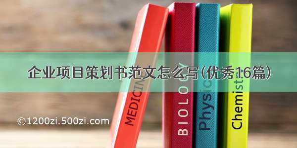 企业项目策划书范文怎么写(优秀16篇)