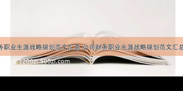 公司财务职业生涯战略规划范文汇总 公司财务职业生涯战略规划范文汇总表(6篇)