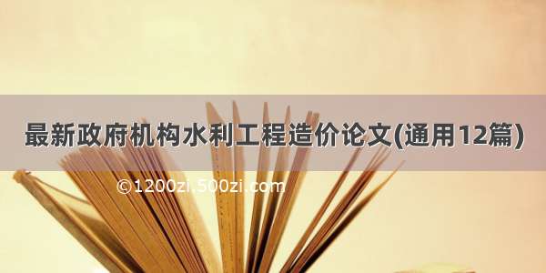 最新政府机构水利工程造价论文(通用12篇)