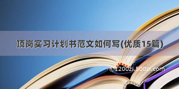 顶岗实习计划书范文如何写(优质15篇)