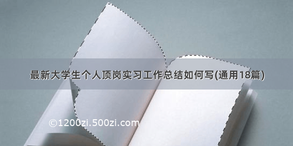 最新大学生个人顶岗实习工作总结如何写(通用18篇)