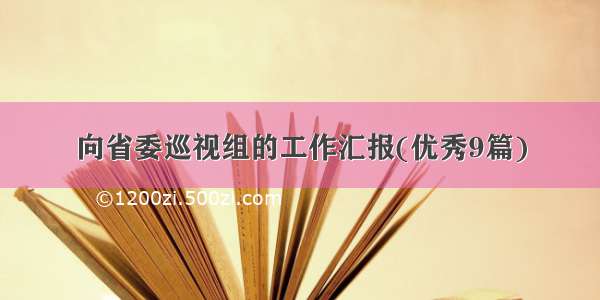 向省委巡视组的工作汇报(优秀9篇)