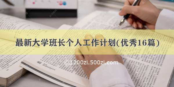 最新大学班长个人工作计划(优秀16篇)