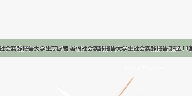 暑假社会实践报告大学生志愿者 暑假社会实践报告大学生社会实践报告(精选11篇)