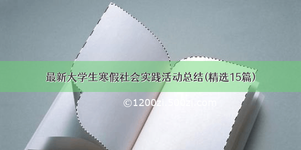 最新大学生寒假社会实践活动总结(精选15篇)