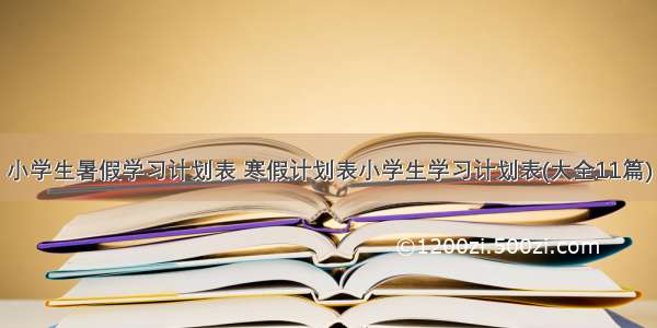 小学生暑假学习计划表 寒假计划表小学生学习计划表(大全11篇)