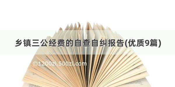 乡镇三公经费的自查自纠报告(优质9篇)