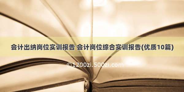 会计出纳岗位实训报告 会计岗位综合实训报告(优质10篇)