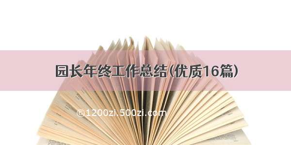 园长年终工作总结(优质16篇)