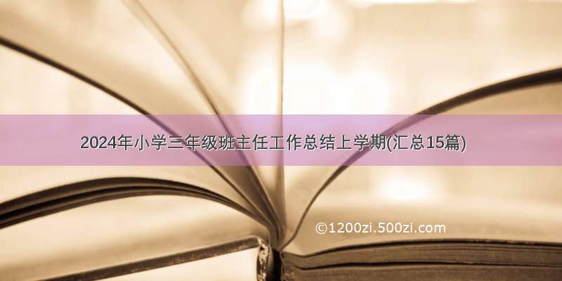 2024年小学三年级班主任工作总结上学期(汇总15篇)