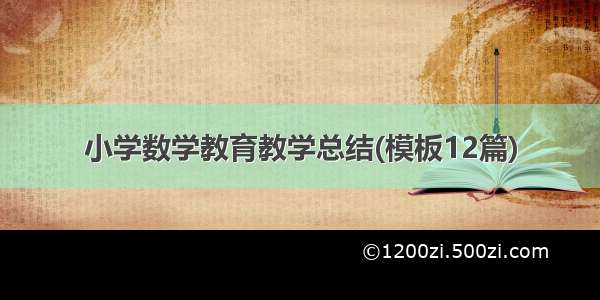 小学数学教育教学总结(模板12篇)