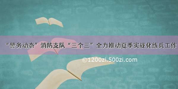 “警务动态”消防支队“三个三”全力推动夏季实战化练兵工作