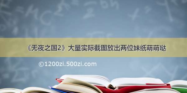 《无夜之国2》大量实际截图放出两位妹纸萌萌哒