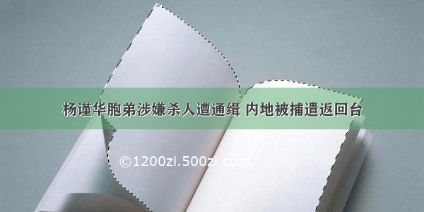 杨谨华胞弟涉嫌杀人遭通缉 内地被捕遣返回台