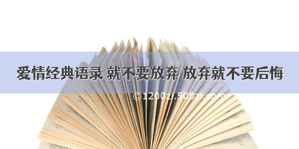 爱情经典语录 就不要放弃 放弃就不要后悔