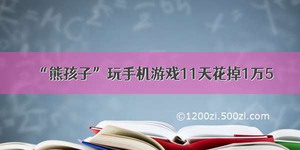 “熊孩子”玩手机游戏11天花掉1万5