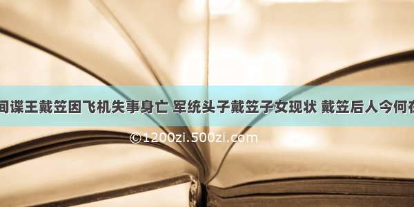 间谍王戴笠因飞机失事身亡 军统头子戴笠子女现状 戴笠后人今何在