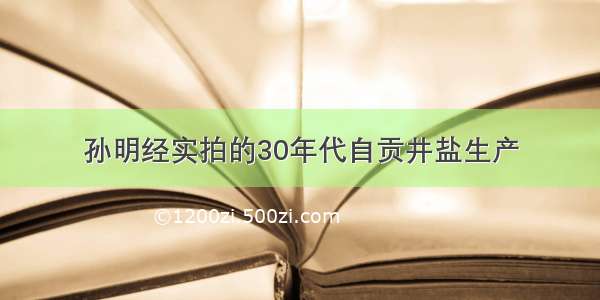 孙明经实拍的30年代自贡井盐生产