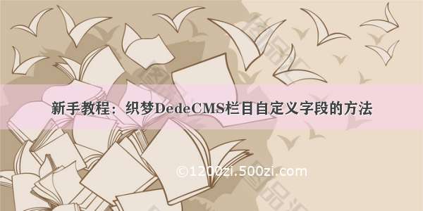 新手教程：织梦DedeCMS栏目自定义字段的方法