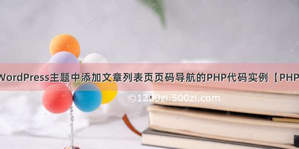 WordPress主题中添加文章列表页页码导航的PHP代码实例【PHP】