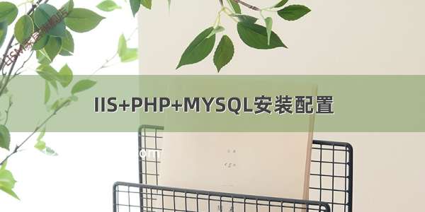 IIS+PHP+MYSQL安装配置