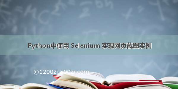 Python中使用 Selenium 实现网页截图实例
