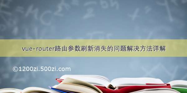 vue-router路由参数刷新消失的问题解决方法详解