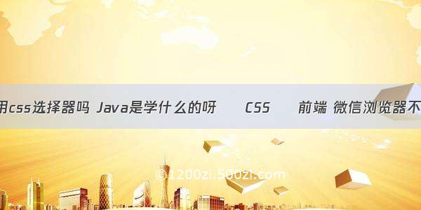 js可以调用css选择器吗 Java是学什么的呀 – CSS – 前端 微信浏览器不支持css3