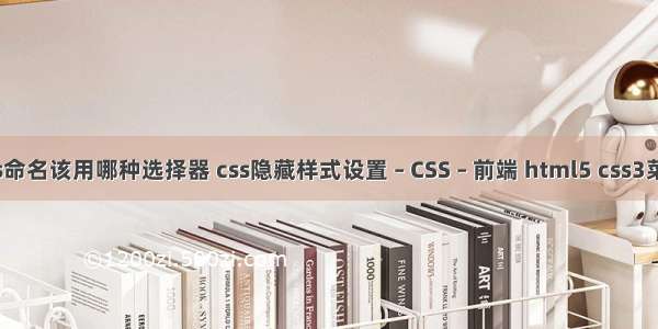 css命名该用哪种选择器 css隐藏样式设置 – CSS – 前端 html5 css3菜单