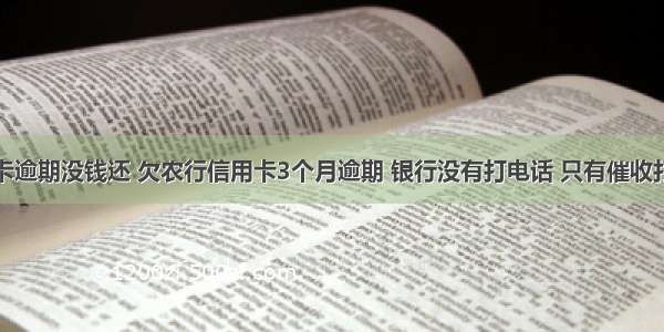 农业信用卡逾期没钱还 欠农行信用卡3个月逾期 银行没有打电话 只有催收打电话催款