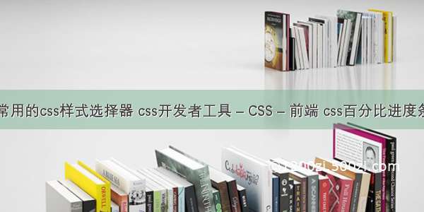 常用的css样式选择器 css开发者工具 – CSS – 前端 css百分比进度条