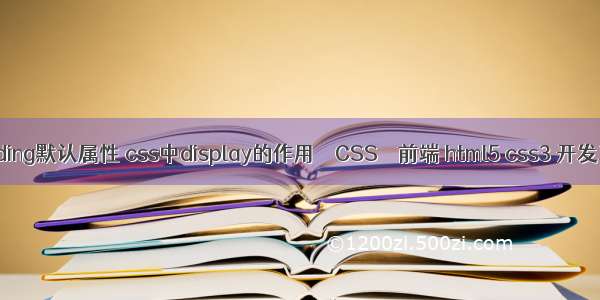 padding默认属性 css中display的作用 – CSS – 前端 html5 css3 开发工具