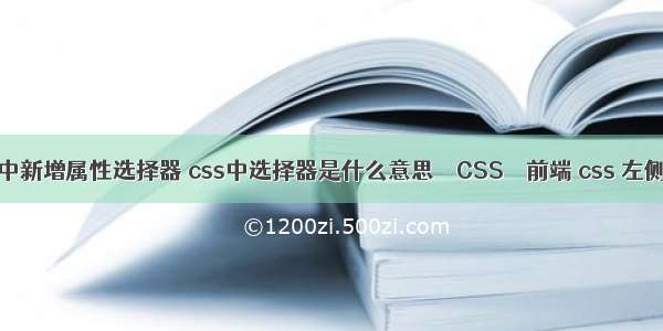 css3中新增属性选择器 css中选择器是什么意思 – CSS – 前端 css 左侧导航