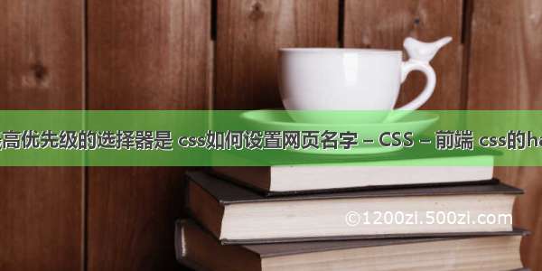 css最高优先级的选择器是 css如何设置网页名字 – CSS – 前端 css的hacker