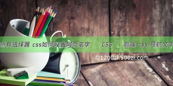 css3所有选择器 css如何设置网页名字 – CSS – 前端 css 导航文字居中