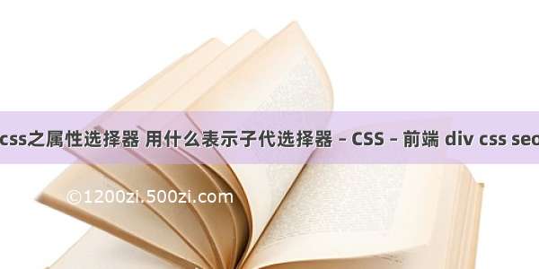 css之属性选择器 用什么表示子代选择器 – CSS – 前端 div css seo