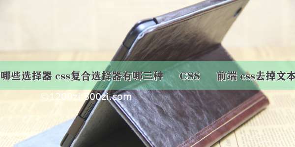 css3有哪些选择器 css复合选择器有哪三种 – CSS – 前端 css去掉文本框边框