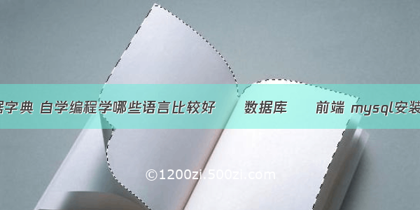 MySQL的数据字典 自学编程学哪些语言比较好 – 数据库 – 前端 mysql安装报系统错误2