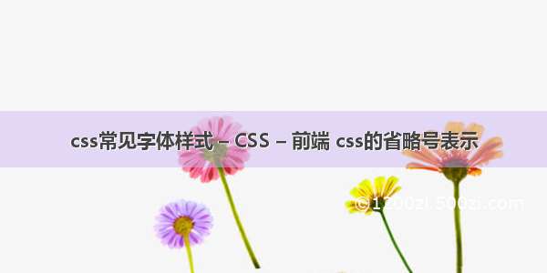 css常见字体样式 – CSS – 前端 css的省略号表示