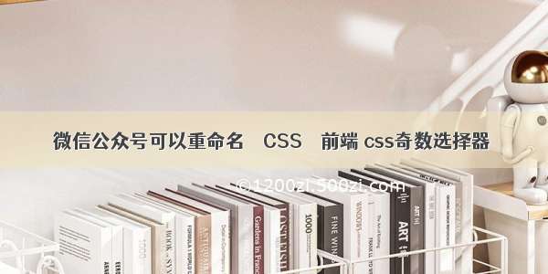 微信公众号可以重命名 – CSS – 前端 css奇数选择器