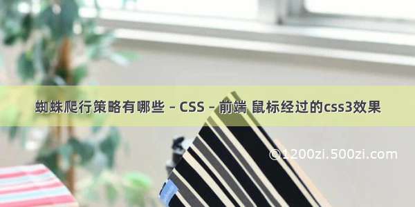 蜘蛛爬行策略有哪些 – CSS – 前端 鼠标经过的css3效果