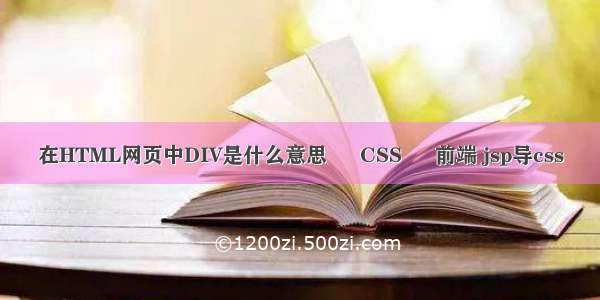 在HTML网页中DIV是什么意思 – CSS – 前端 jsp导css