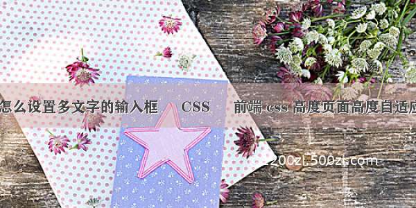 html怎么设置多文字的输入框 – CSS – 前端 css 高度页面高度自适应屏幕