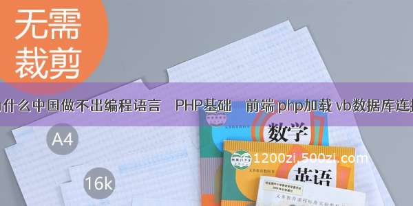 为什么中国做不出编程语言 – PHP基础 – 前端 php加载 vb数据库连接