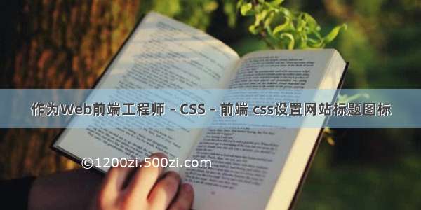 作为Web前端工程师 – CSS – 前端 css设置网站标题图标