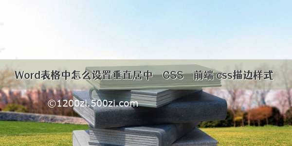 Word表格中怎么设置垂直居中 – CSS – 前端 css描边样式