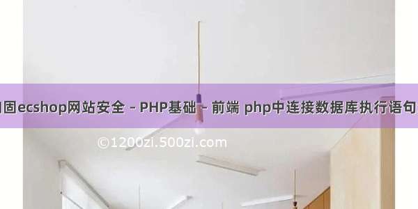 如何加固ecshop网站安全 – PHP基础 – 前端 php中连接数据库执行语句怎么写