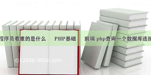 程序员看重的是什么 – PHP基础 – 前端 php查询一个数据库连接