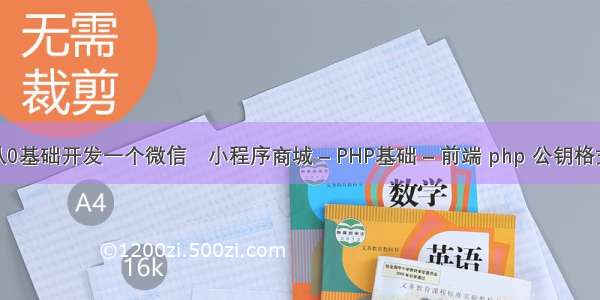 如何从0基础开发一个微信⁮小程序商城 – PHP基础 – 前端 php 公钥格式错误