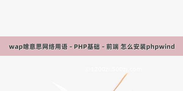 wap啥意思网络用语 – PHP基础 – 前端 怎么安装phpwind